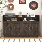 Vaisselier, buffet de rangement, console de service, armoire de rangement solide, panneaux de porte façonnés, poignée en métal