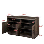 Vaisselier, buffet de rangement, console de service, armoire de rangement solide, panneaux de porte façonnés, poignée en métal