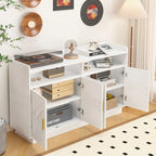 Vaisselier, buffet de rangement, console de service, armoire de rangement solide, panneaux de porte façonnés, poignée en métal