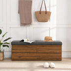 Banc à chaussures Meuble de rangement pour chaussures d'entrée Ottomane de rangement avec coussin rembourré et portes doubles pour l'entrée
