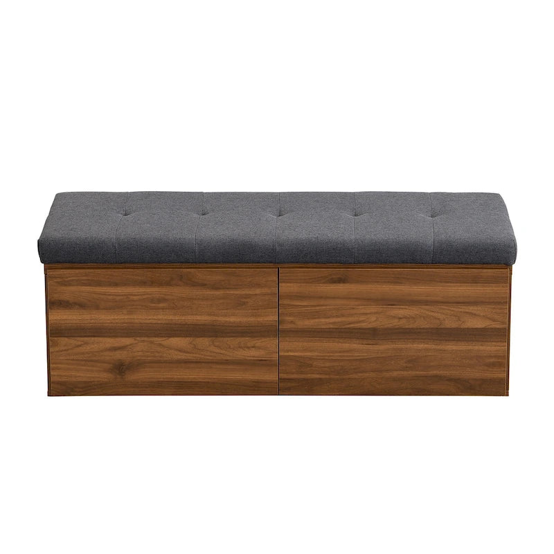 Banc à chaussures Meuble de rangement pour chaussures d'entrée Ottomane de rangement avec coussin rembourré et portes doubles pour l'entrée