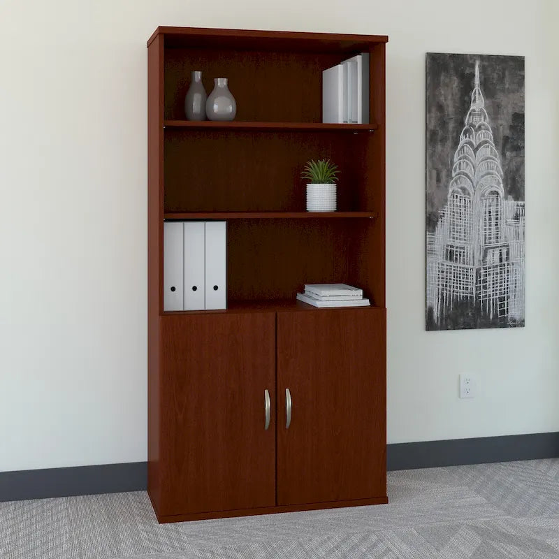 Bibliothèque 5 étagères avec portes 36W - Rangement de bureau de qualité commerciale