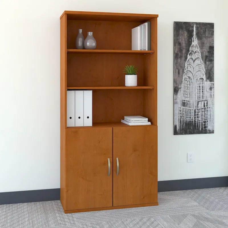 Bibliothèque 5 étagères avec portes 36W - Rangement de bureau de qualité commerciale