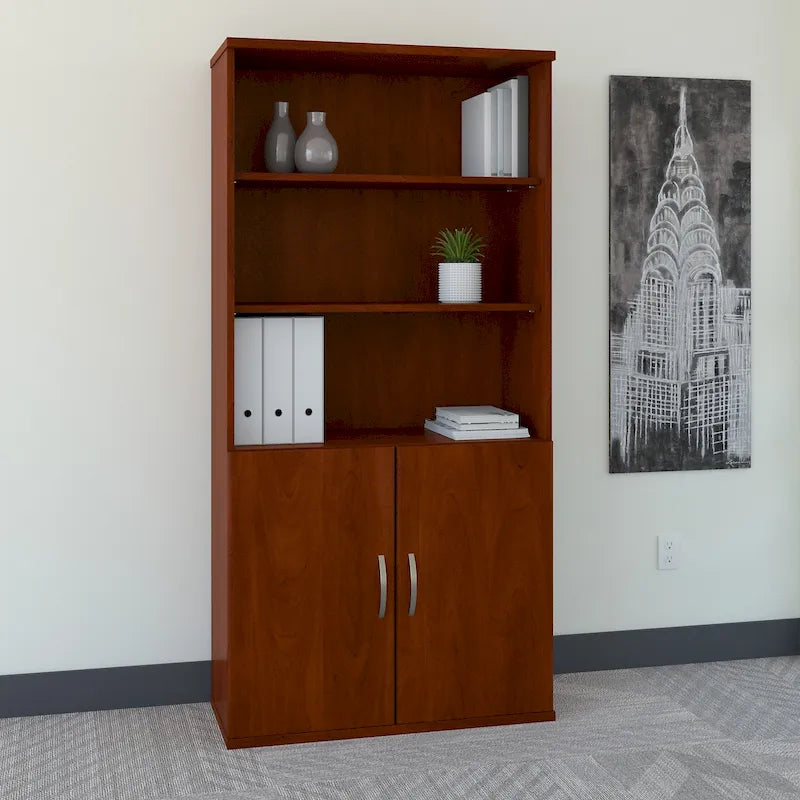 Bibliothèque 5 étagères avec portes 36W - Rangement de bureau de qualité commerciale