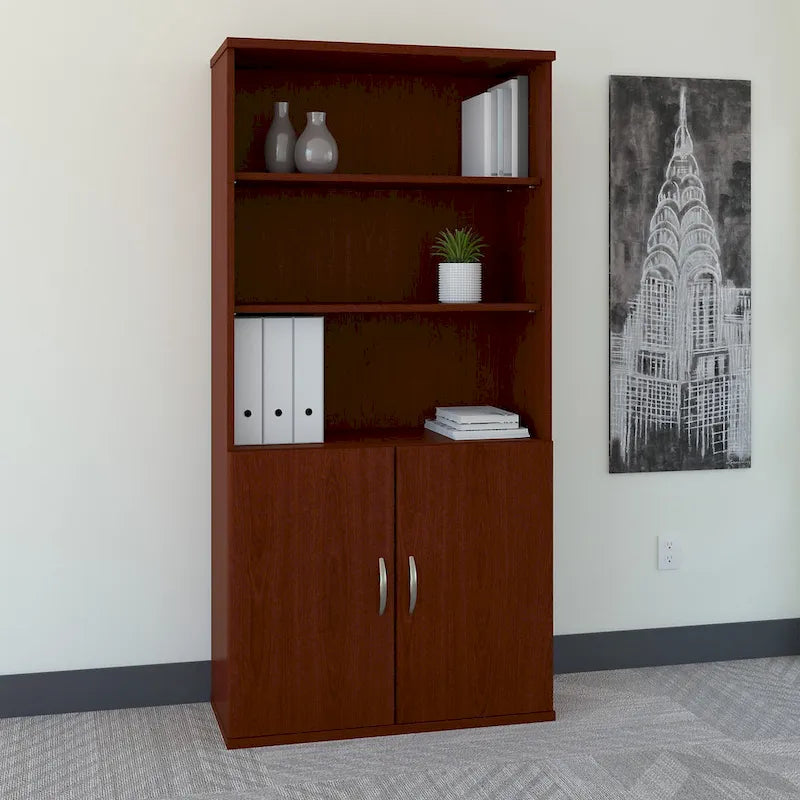 Bibliothèque 5 étagères avec portes 36W - Rangement de bureau de qualité commerciale