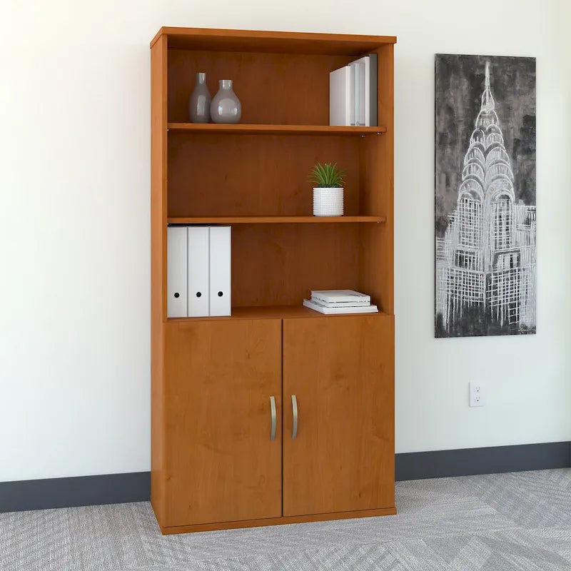 Bibliothèque 5 étagères avec portes 36W - Rangement de bureau de qualité commerciale