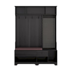 Porte-manteau multifonctionnel avec banc à chaussures, panneau perforé et grand espace de rangement