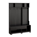 Porte-manteau multifonctionnel avec banc à chaussures, panneau perforé et grand espace de rangement