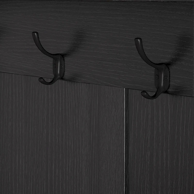 Porte-manteau multifonctionnel avec banc à chaussures, panneau perforé et grand espace de rangement