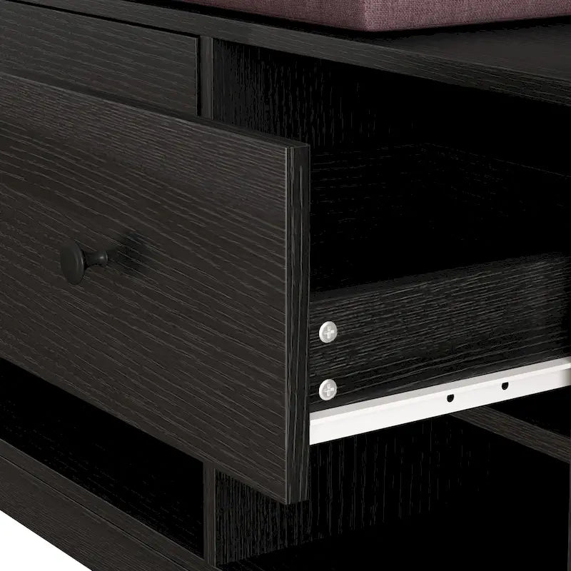 Porte-manteau multifonctionnel avec banc à chaussures, panneau perforé et grand espace de rangement
