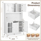 Armoire de cuisine haute de 73" avec lumières LED et prise de courant