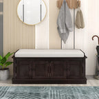 Banc de rangement pour couloir avec 4 portes et étagères réglables, meuble à chaussures d'entrée de 108,5 cm avec coussin amovible pour salon