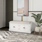 Banc de rangement pour couloir avec 4 portes et étagères réglables, meuble à chaussures d'entrée de 108,5 cm avec coussin amovible pour salon