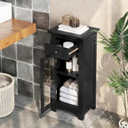 Meuble bas de salle de bain avec porte vitrée simple et tiroir