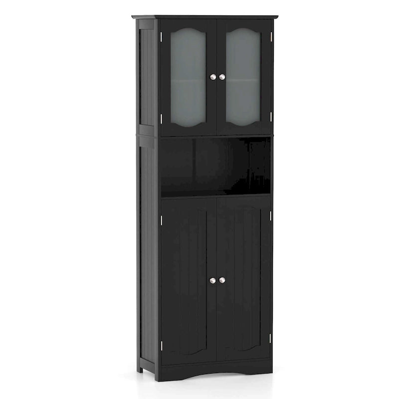 Meuble de salle de bain de 164 cm de haut avec portes en verre trempé