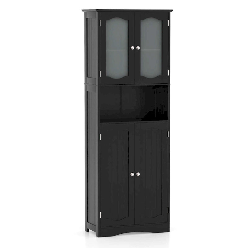 Meuble de salle de bain de 164 cm de haut avec portes en verre trempé