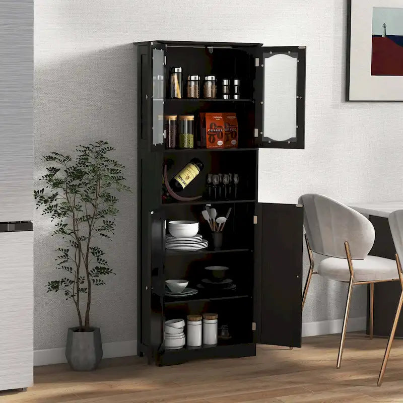 Meuble de salle de bain de 164 cm de haut avec portes en verre trempé
