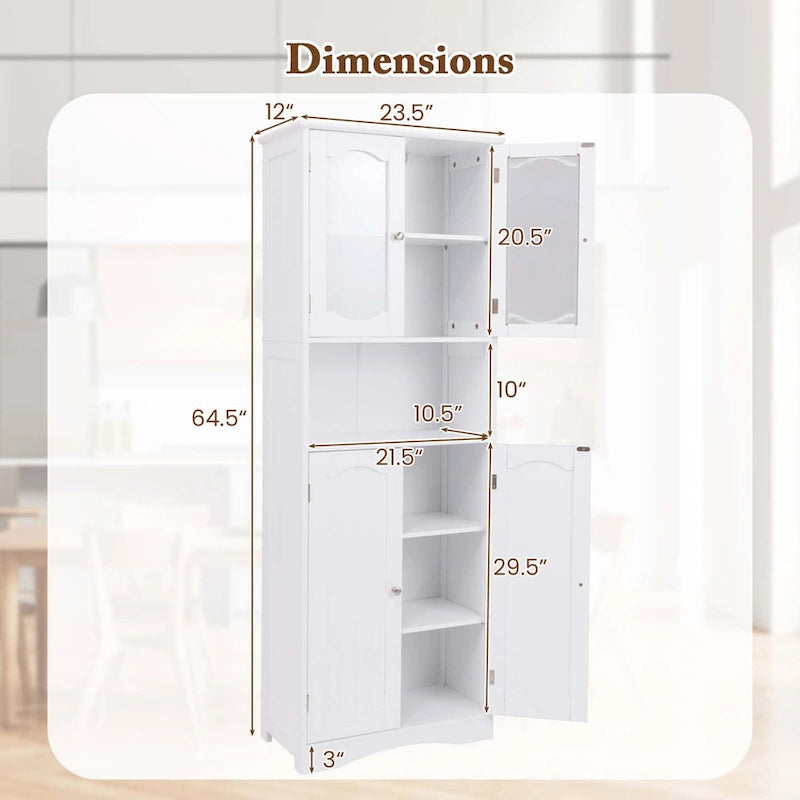 Meuble de salle de bain de 164 cm de haut avec portes en verre trempé