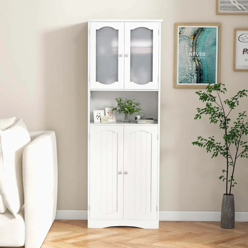 Meuble de salle de bain de 164 cm de haut avec portes en verre trempé