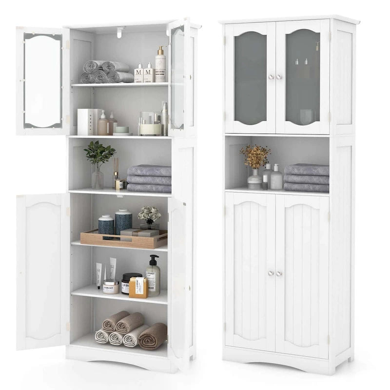 Meuble de salle de bain de 164 cm de haut avec portes en verre trempé