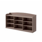 Banc à chaussures de 122 cm avec 9 compartiments ouverts – Fini brun taupe