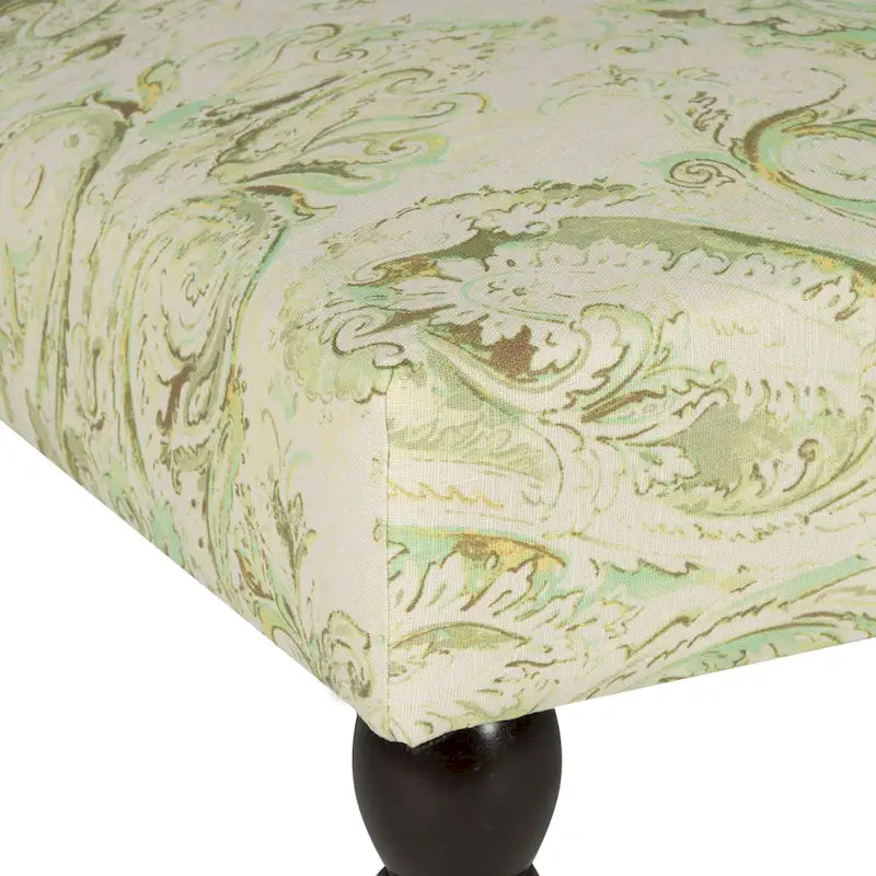 Banc tapissé à motif cachemire vert - 47L x 26P x 16H
