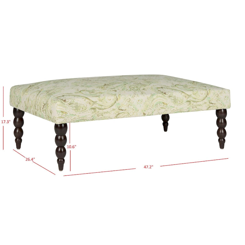 Banc tapissé à motif cachemire vert - 47L x 26P x 16H