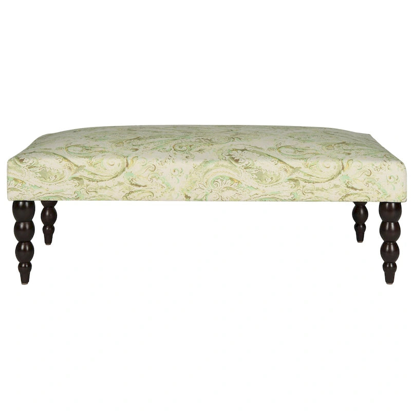 Banc tapissé à motif cachemire vert - 47L x 26P x 16H