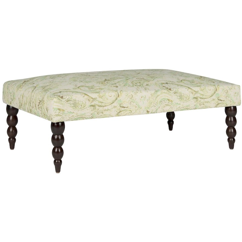 Banc tapissé à motif cachemire vert - 47L x 26P x 16H