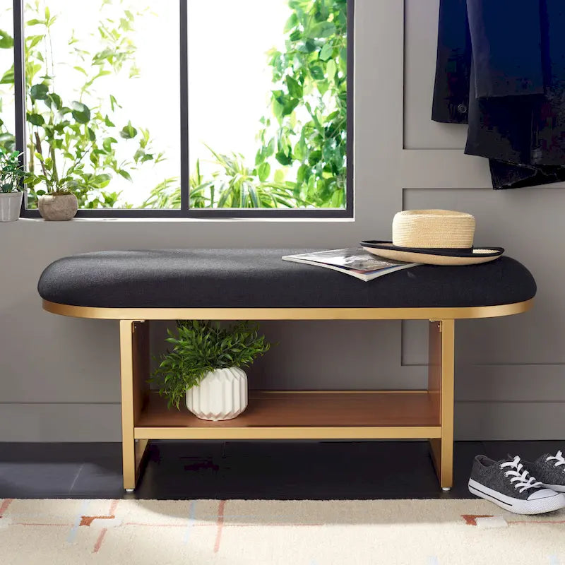 Banc à étagères ouvertes avec coussin – 42 L x 15 P x 18 H