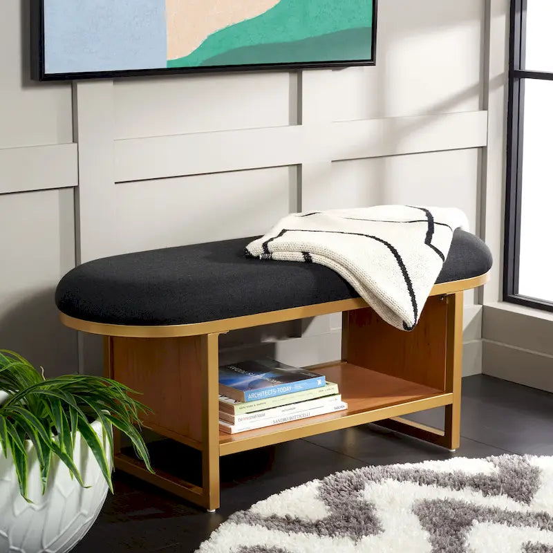 Banc à étagères ouvertes avec coussin – 42 L x 15 P x 18 H