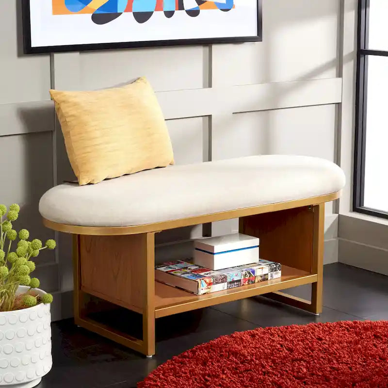 Banc à étagères ouvertes avec coussin – 42 L x 15 P x 18 H