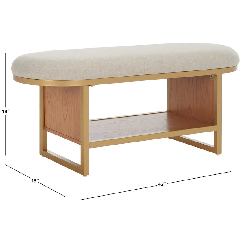 Banc à étagères ouvertes avec coussin – 42 L x 15 P x 18 H