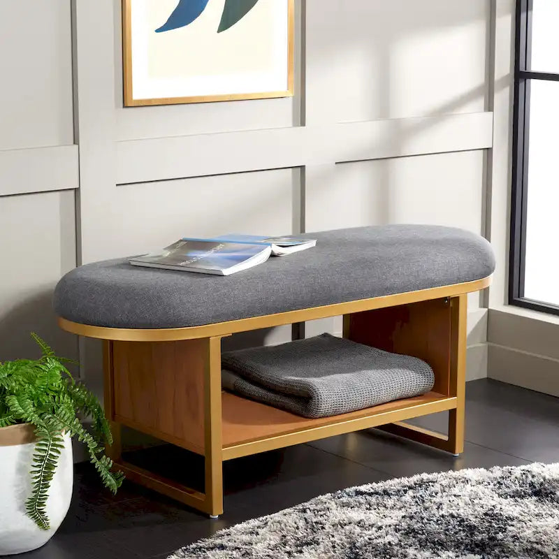 Banc à étagères ouvertes avec coussin – 42 L x 15 P x 18 H