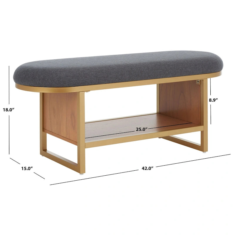 Banc à étagères ouvertes avec coussin – 42 L x 15 P x 18 H
