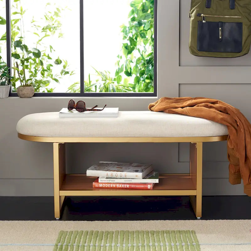 Banc à étagères ouvertes avec coussin – 42 L x 15 P x 18 H