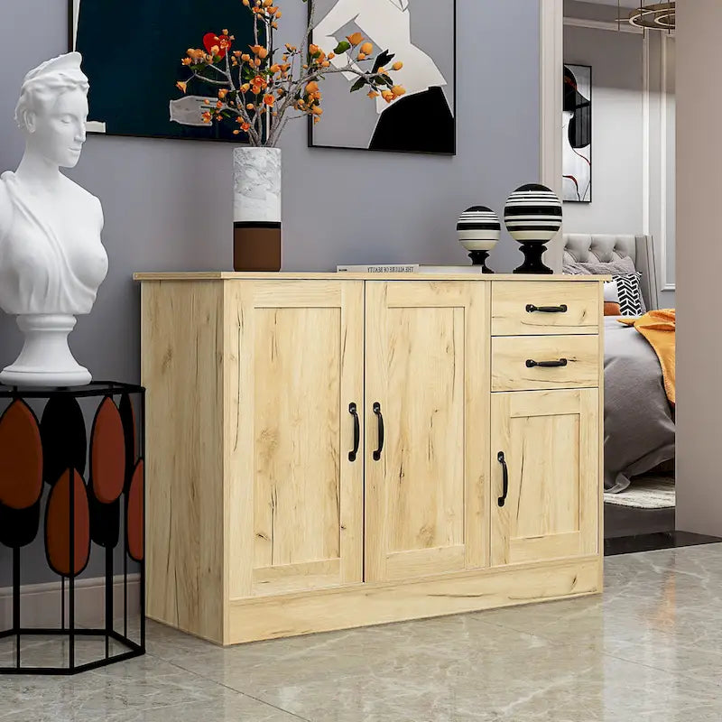 Buffet de rangement de 47 po avec deux armoires et serveur de salle à manger