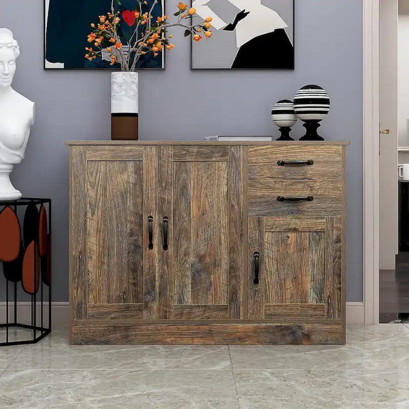 Buffet de rangement de 47 po avec deux armoires et serveur de salle à manger
