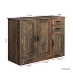 Buffet de rangement de 47 po avec deux armoires et serveur de salle à manger