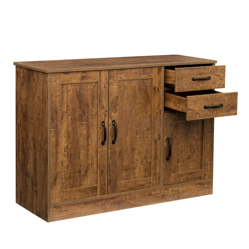 Buffet de rangement de 47 po avec deux armoires et serveur de salle à manger
