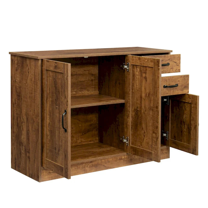Buffet de rangement de 47 po avec deux armoires et serveur de salle à manger