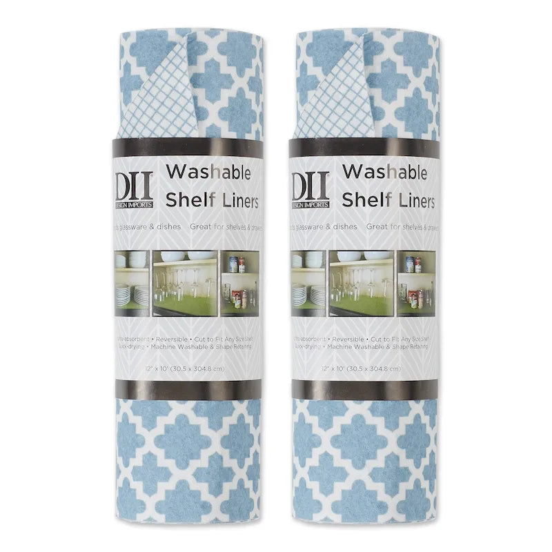 Doublure d'étagère grise à motif en treillis - Lot de 2