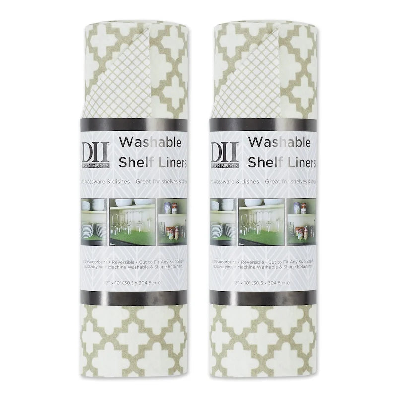 Doublure d'étagère grise à motif en treillis - Lot de 2
