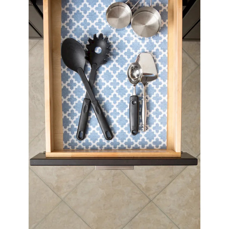 Doublure d'étagère grise à motif en treillis - Lot de 2