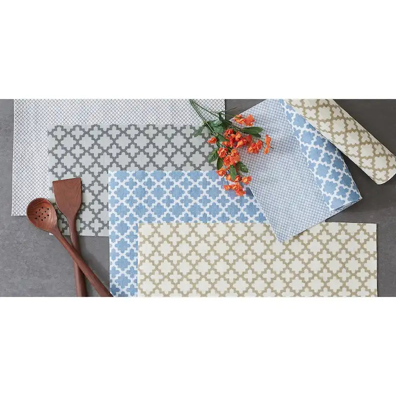 Doublure d'étagère grise à motif en treillis - Lot de 2