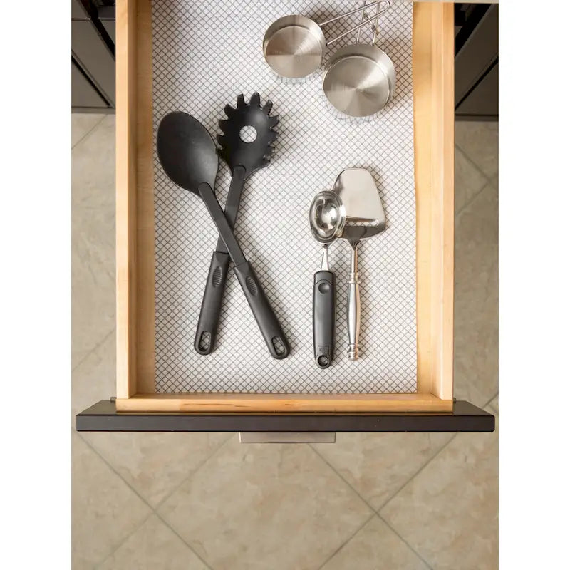Doublure d'étagère grise à motif en treillis - Lot de 2