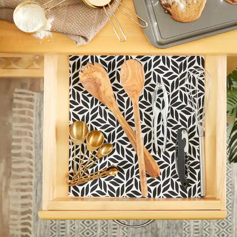 Doublure d'étagère grise à motif en treillis - Lot de 2