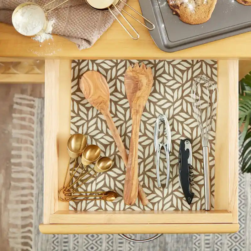 Doublure d'étagère grise à motif en treillis - Lot de 2