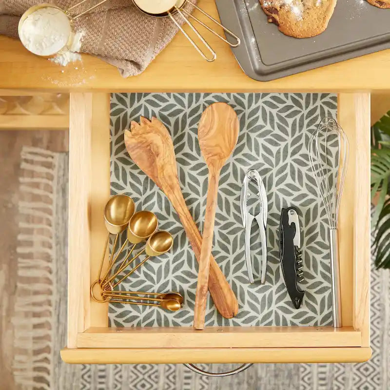 Doublure d'étagère grise à motif en treillis - Lot de 2