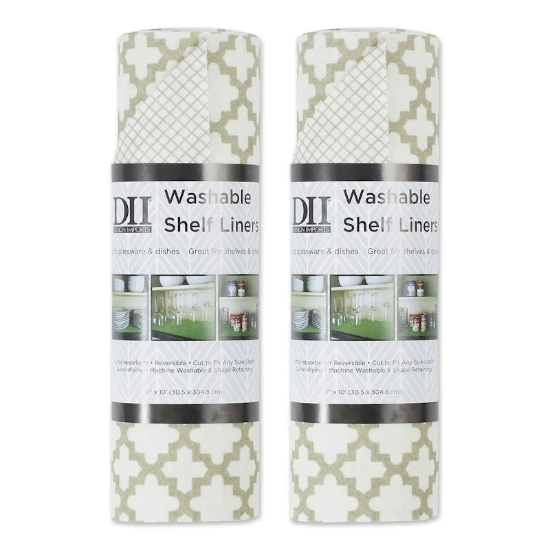 Doublure d'étagère grise à motif en treillis - Lot de 2